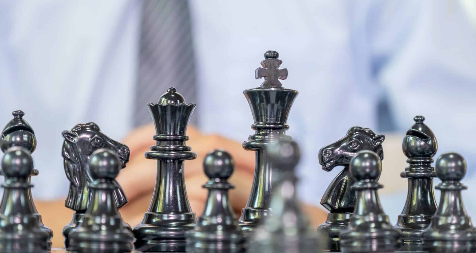 Businessman thinking for moving with background, challenges planning business strategy to success